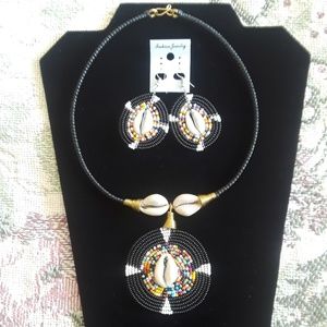 Handmade African Necklace Choker & Earring Set